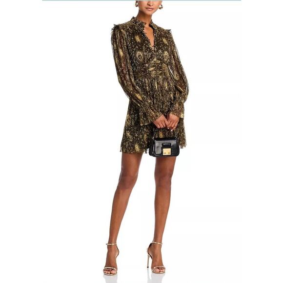 NWT AQUA x Wicked Celestial Printed Mesh Long Sleeved Dress Size Small - Picture 1 of 6